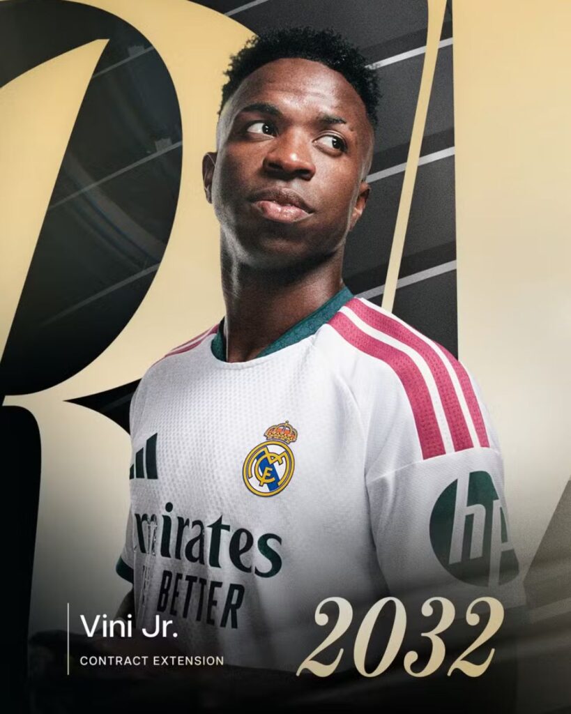 Fim da novela: Vinicius Junior renova com o Real Madrid até 2032 e atinge teto salarial Vinicius Junior, Real Madrid, Mercado da Bola, La Liga, Futebol Europeu, Florentino Pérez, EdPlayTV
